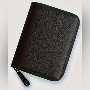 Black Faux Leather Wallet with Zipper and 11 Spots for Cards or Cash